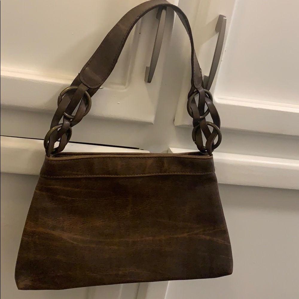 Small brown leather purse - hobo style